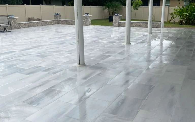 Driveway paver remodel replacing old concrete in Orlando